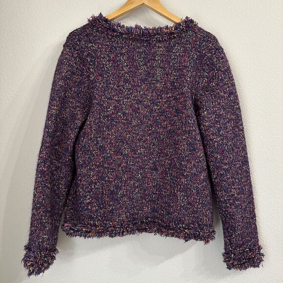 David Brooks Womens Cardigan Knit Purple Y2K Retro Cabincore Winter Mohair Large - Picture 2 of 5